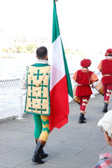 People wearing a traditional Italian costume