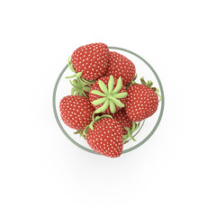 Strawberries in Glass Cup Isolated on Transparent Background