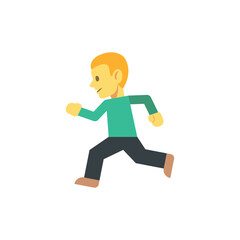 Illustration of a cartoon man with blonde hair and green shirt running on a white background image view
