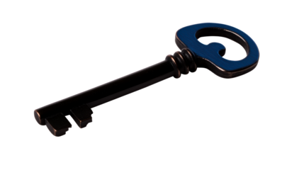 Key with blue accent and vintage design suitable for decoration