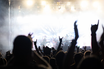Fototapeta premium crowd having fun at concert summer music festival