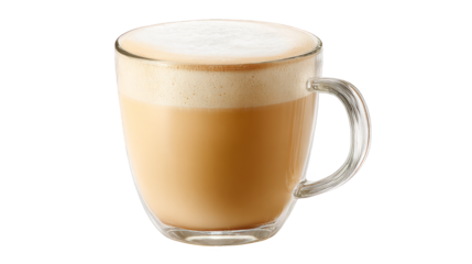 A refreshing layered iced coffee beverage with milk served in tall clear glass on rustic wooden table, perfect cool drink for warm summer afternoon.