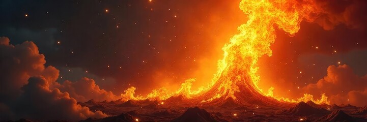 A fiery prayer ascends, tongues of flame licking towards the heavens, a vibrant spectacle of devotion and intense heat , faith, energy, bonfire