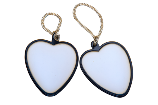 Heart shaped tags with gold chains for labeling or decoration