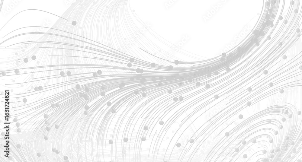 Poster modern abstract background with flowing gray lines and scattered dots. perfect for presentations or 