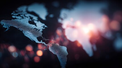 Global market investment with world map overlay and financial lighting