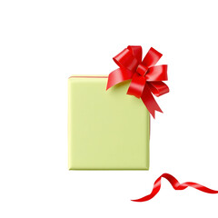 Festive Gift Box with Red Bow and Ribbon