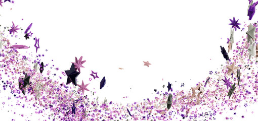 Festive background with purple, pink glitter stars. Perfect for cards, invitations, and more!