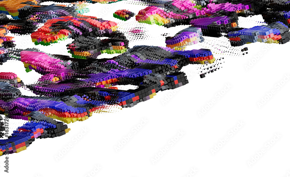 Aufkleber abstract colorful cube blocks digital art background