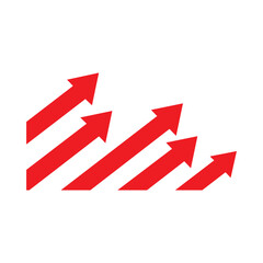 arrows,growth,increase flat vector set of multiple red diagonal upward arrows showing market increase and profit success