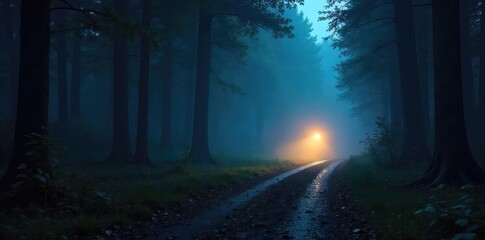 Obraz premium A lone flashlight beam cuts through the inky blackness, illuminating a mysterious path ahead Perfect for concepts of adventure, exploration, and mystery , hidden, bright, outdoor