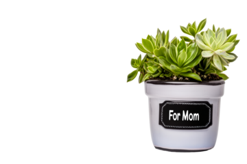 Gift plant for mom in decorative pot with clear label