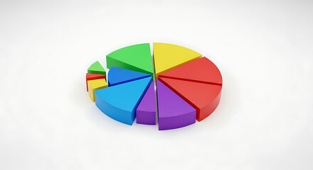 Obraz premium Colorful 3D Pie Chart Representing Data and Statistics.