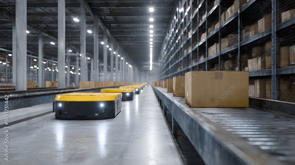 Poster automated robotic warehouse logistics system with efficient storage and transport