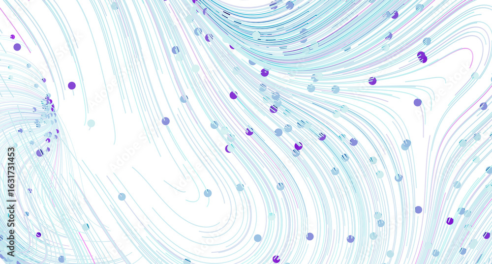 Poster abstract background with flowing lines and scattered dots. perfect for tech, design, or science them
