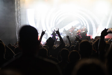crowd having fun at concert summer music festival