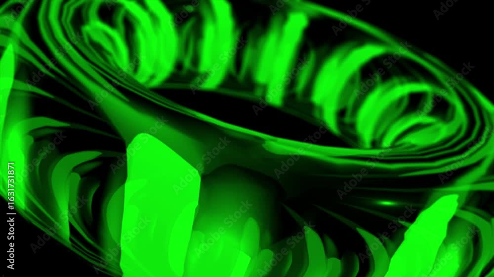 Aufkleber green color rotating torus shape with 3d reflection effect transparent glass design loop able black 