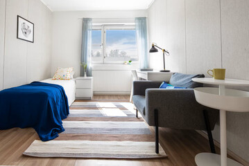 Modern luxury apartment interior in minimal scandinavian style