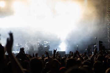 crowd having fun at concert summer music festival