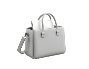 Elegant Gray Handbag with Notebook and Shoulder Strap