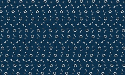 Beautiful flower seamless pattern background. Dark Blue vector ornamental background.