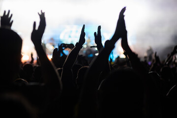 Fototapeta premium crowd having fun at concert summer music festival