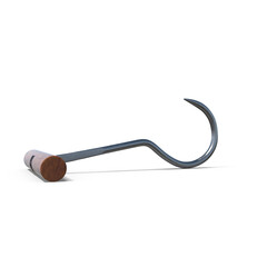 Meat Hook with Wooden Handle Isolated on Transparent Background