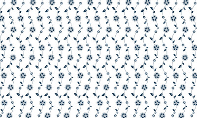 Beautiful flower seamless pattern background. Dark Blue vector ornamental background.