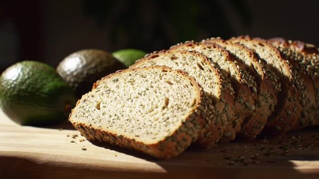 sliced bread on a wooden board