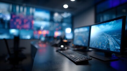 Fleet management control room with digital dashboard and monitoring system