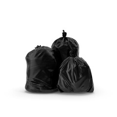 Black Garbage Bags Isolated on Transparent Background