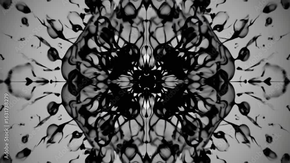 Poster mesmerizing black white inkblot flower loop unique artistic element for creative projects, boosting 