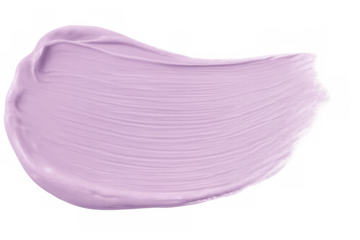 Brush stroke of light purple cosmetic cream, moisturizer, or lotion isolated on transparent background