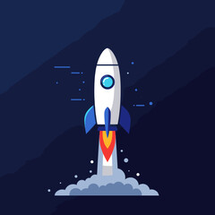 Fototapeta premium A sleek rocket launching into a starry night sky, symbolizing exploration and innovation