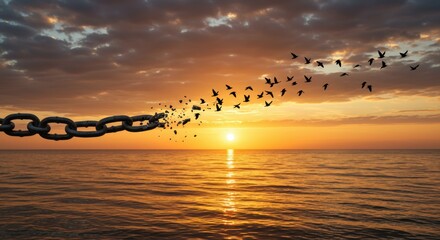 Broken Chain Transforming into Birds – Symbol of Freedom, Healing, and Emotional Release