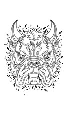 Tribal Bull Head Vector – Dotwork Ornamental Black and White Tattoo Design