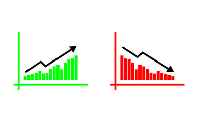 business graph up and down, red graph showing loss and green graph showing profit