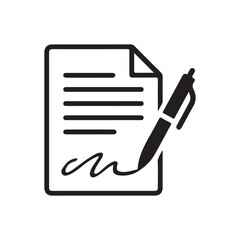 Fototapeta premium Document with Signature Icon Contract Agreement Symbol Isolated on White Background