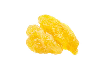 dehydrated yellow pier pieces, showcasing a glossy texture and irregular shapes, are displayed against a clean white background, emphasizing their natural beauty and unique characteristics