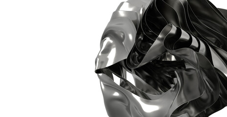 High-resolution 3D render of an abstract metallic sculpture. Perfect for modern design projects.
