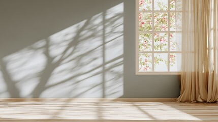 Fototapeta premium empty room with window and curtains