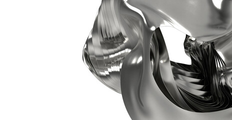 High-resolution image of a sleek, abstract metallic sculpture. Ideal for modern design projects.