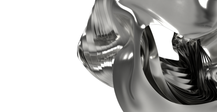 High-resolution image of a sleek, abstract metallic sculpture. Ideal for modern design projects.