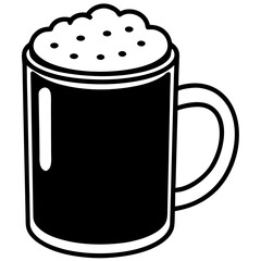 Mug with Frothy Coffee Vector | Generative AI Linocut Silhouette Design