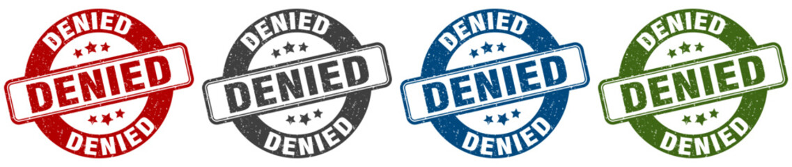 denied stamp. denied round stamp set isolated on white background