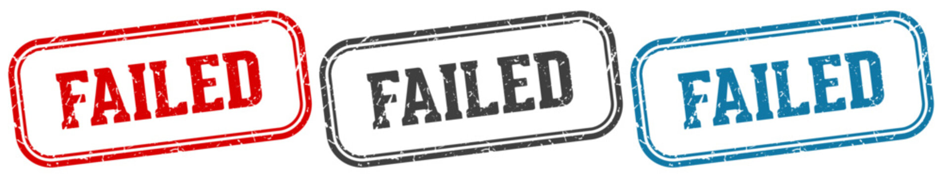 failed stamp. failed rectangular stamp set isolated on white background