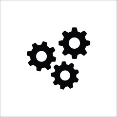 Simple gear icon silhouette isolated on white background