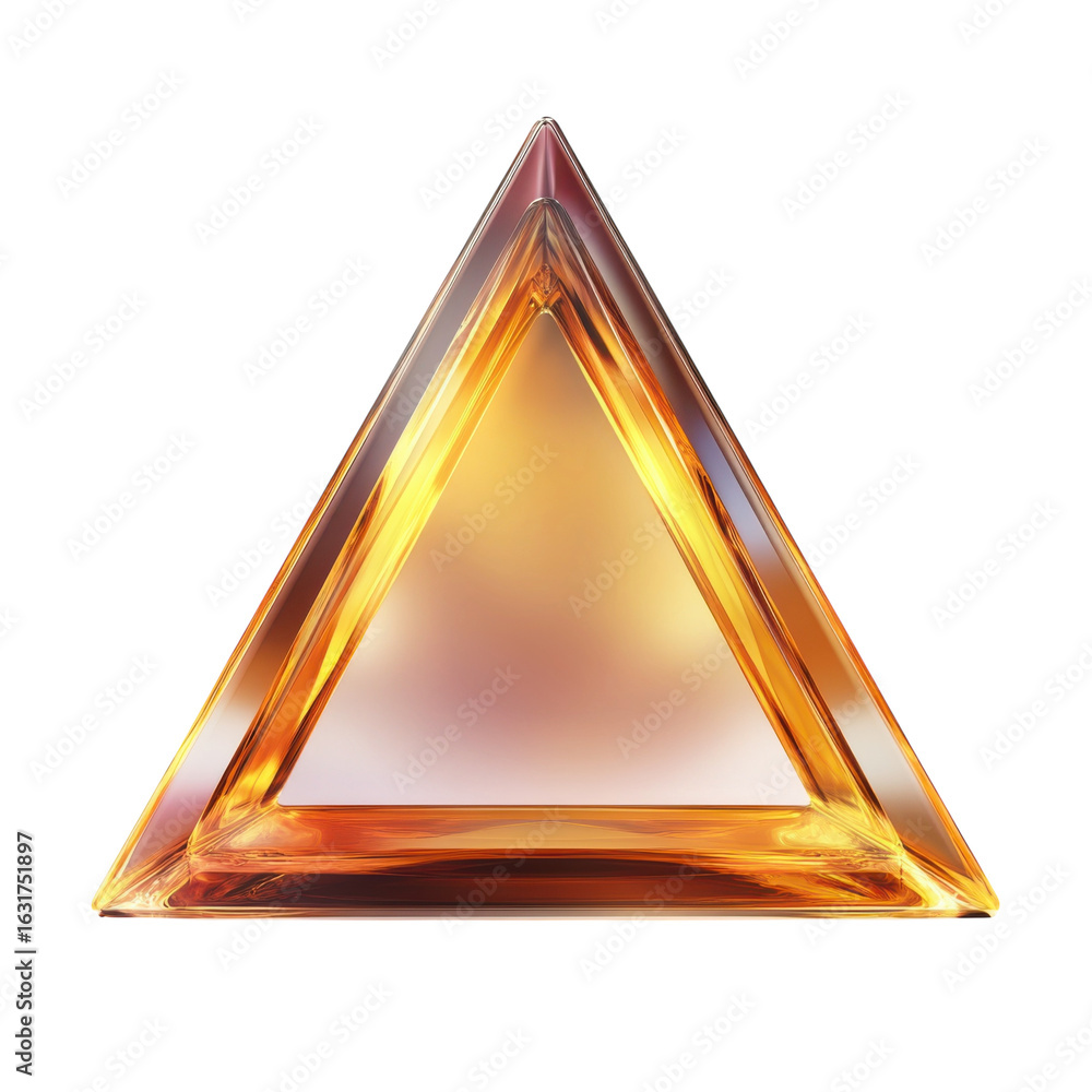 Poster luminous golden triangle, geometric shape with a glass-like texture, representing concepts of streng