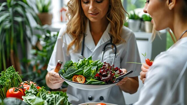 selective focus patient receiving meal guidance from nutrition expert