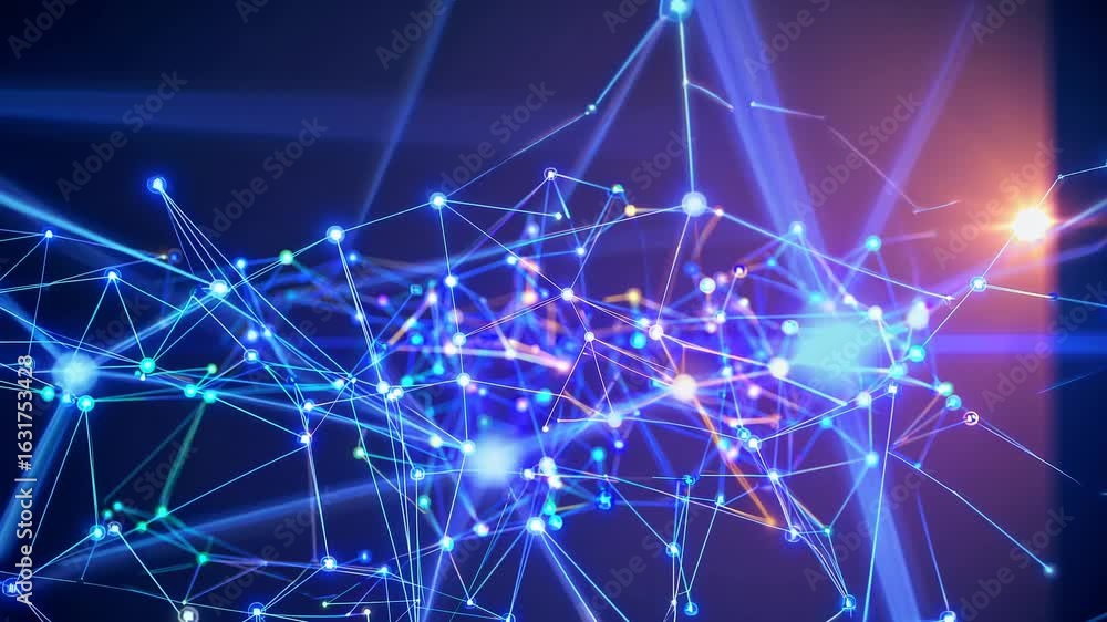 Poster vibrant digital data symphony abstract connections, ideal for techinspired projects, evoking a sense